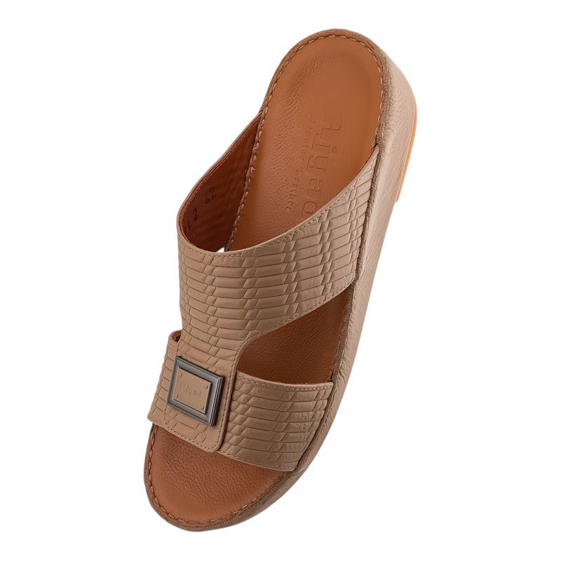 AJYAD Handmade Arabic Sandals For Men | Outdoor Mens Slippers | Everyday Flip Flops Open Toe | Arabic Genuine Shamwa Leather | New Design | Tan Footbed | Comfortable & LightWeight - Image 3